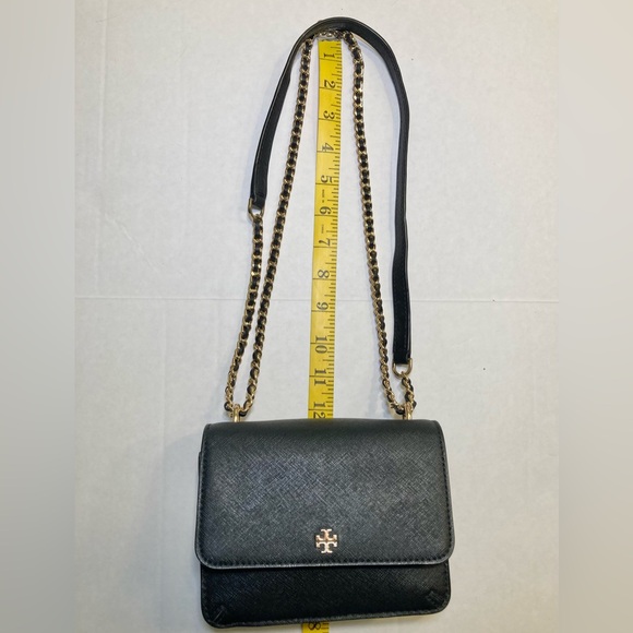 Tory Burch Robinson Mini Saffiano Leather Shoulder Bag in Black - Picture 14 of 15